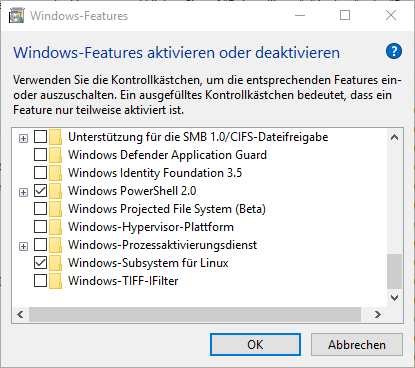 Windows-Features aktivieren