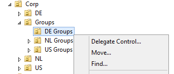 AD Gruppen Management delegieren - DE Groups delegieren