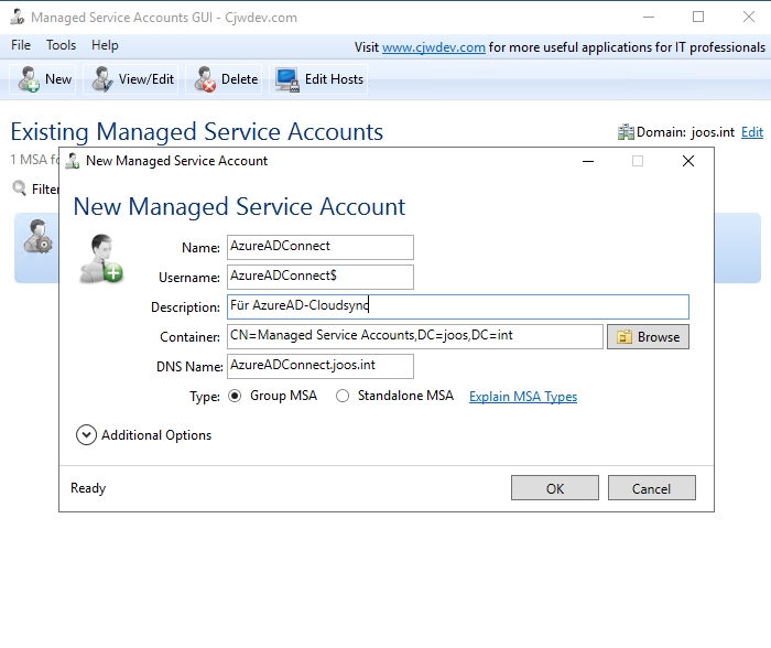 You can also create managed service accounts with a tool