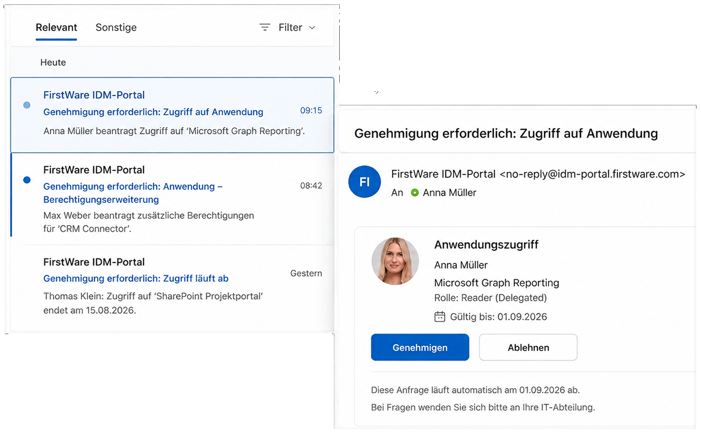 Genehmigungsworkflows im IDM-Portal Prozess zur Beantragung, Genehmigung und automatischen Umsetzung eines Anwendungszugriffs